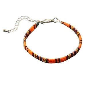Boho Geometric Woven Cloth Bracelet, Orange.